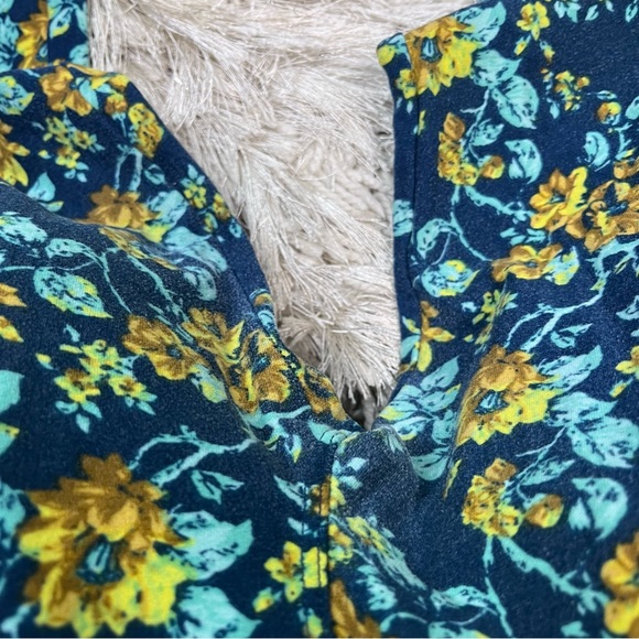 🌸5/$25🌸LulaRoe Floral Printed Blue & Yellow Leggings One Size - Picture 6 of 14